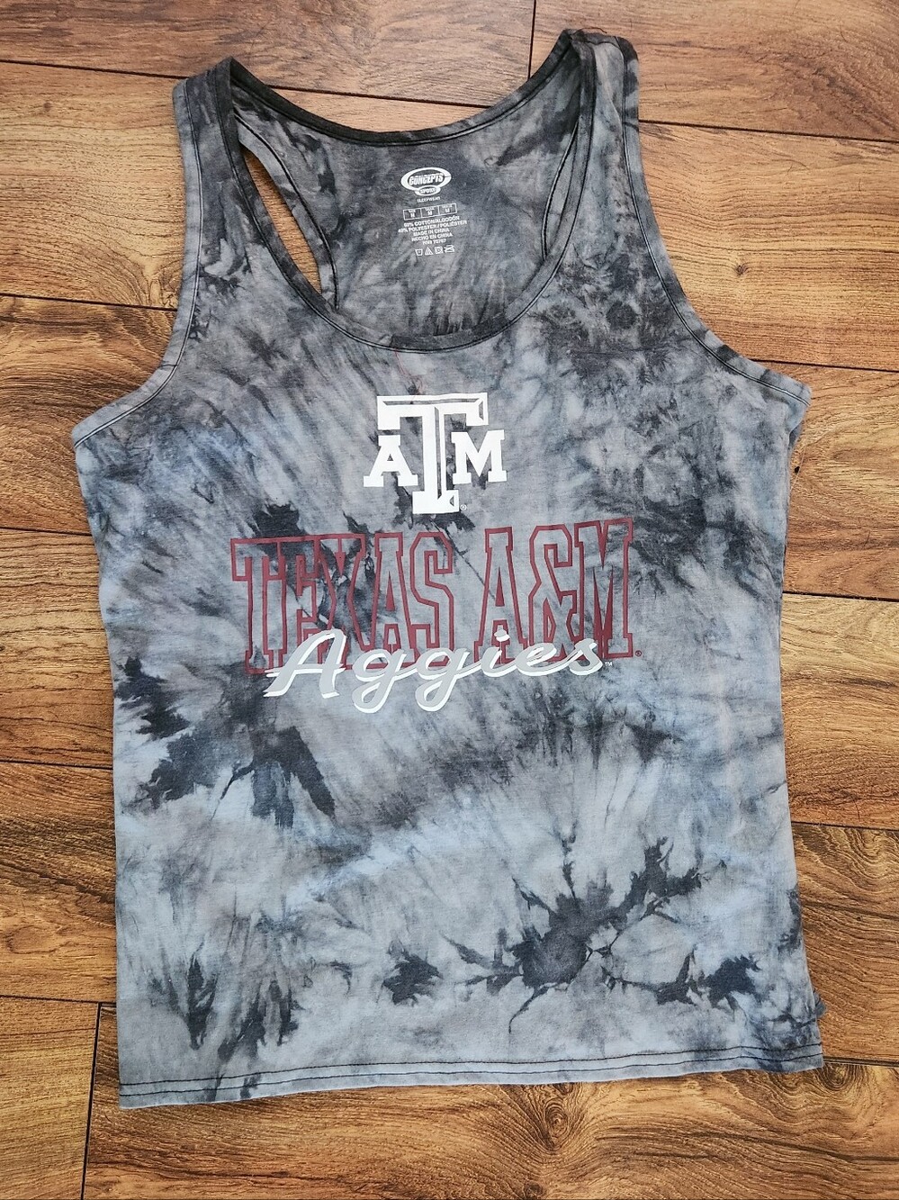 Texas A&M Aggies Tie-Dye Racerback Tank - Gray & Maroon , Size M